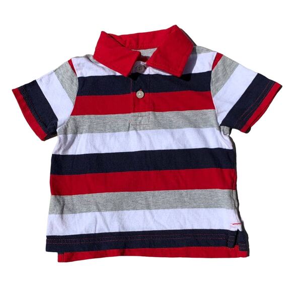 Childrens Place Red white and blue boys striped polo Size 12-18mo - Picture 1 of 4